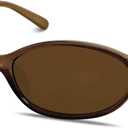 Retro Oval Sunglasses for Women Chic Cat Eye 90s Sunnies Lightweight Narrow Shades Trendy UV protection Sun Glasses (Brown Frame - Brown Lens)