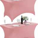 SuperO 2Pack Waterproof Spandex Table Cover for 4FT Table Universal Fitted Stretch Tablecloth for Party, Banquet, Wedding and Events-Dusty Pink