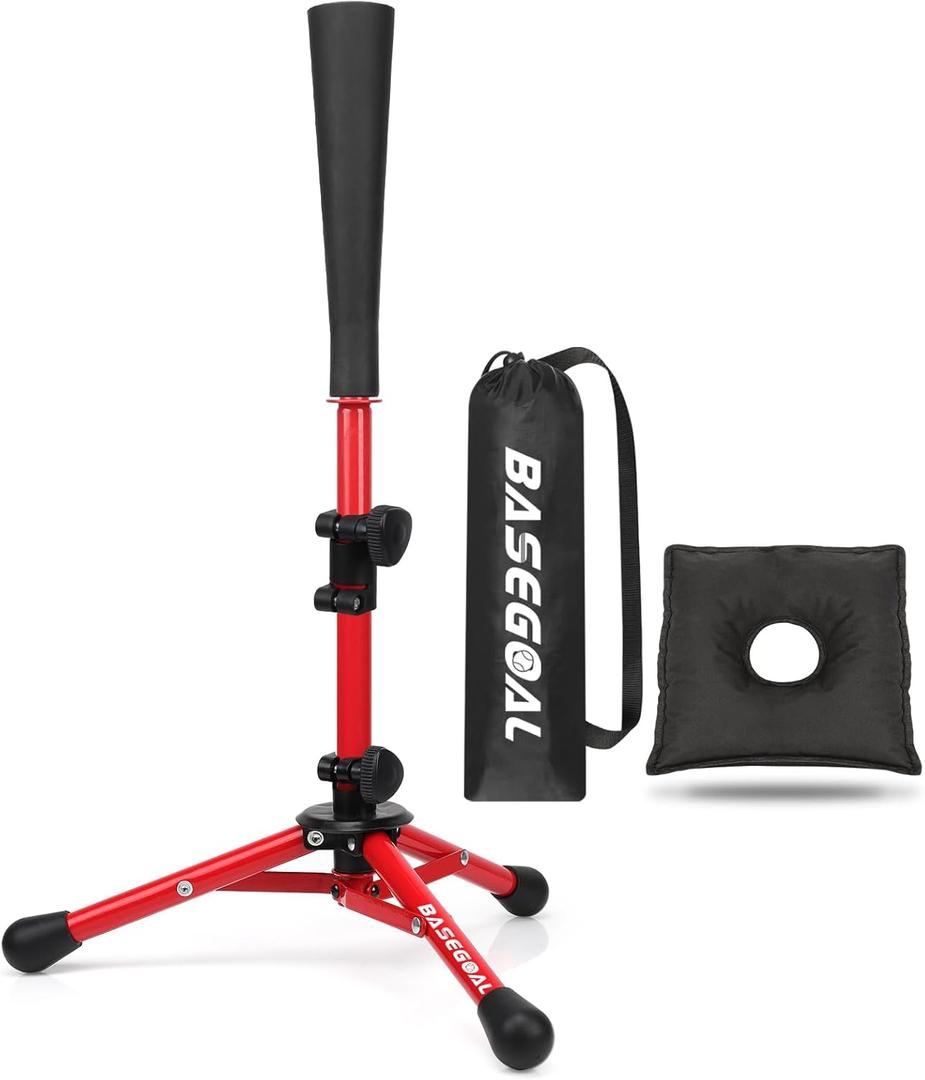 Baseball Tee for Kids,Batting Tee,Softball Tee,Youth Hitting Tee,Teeball Tee,Travel Tee,Easy Adjustable Height (Red)