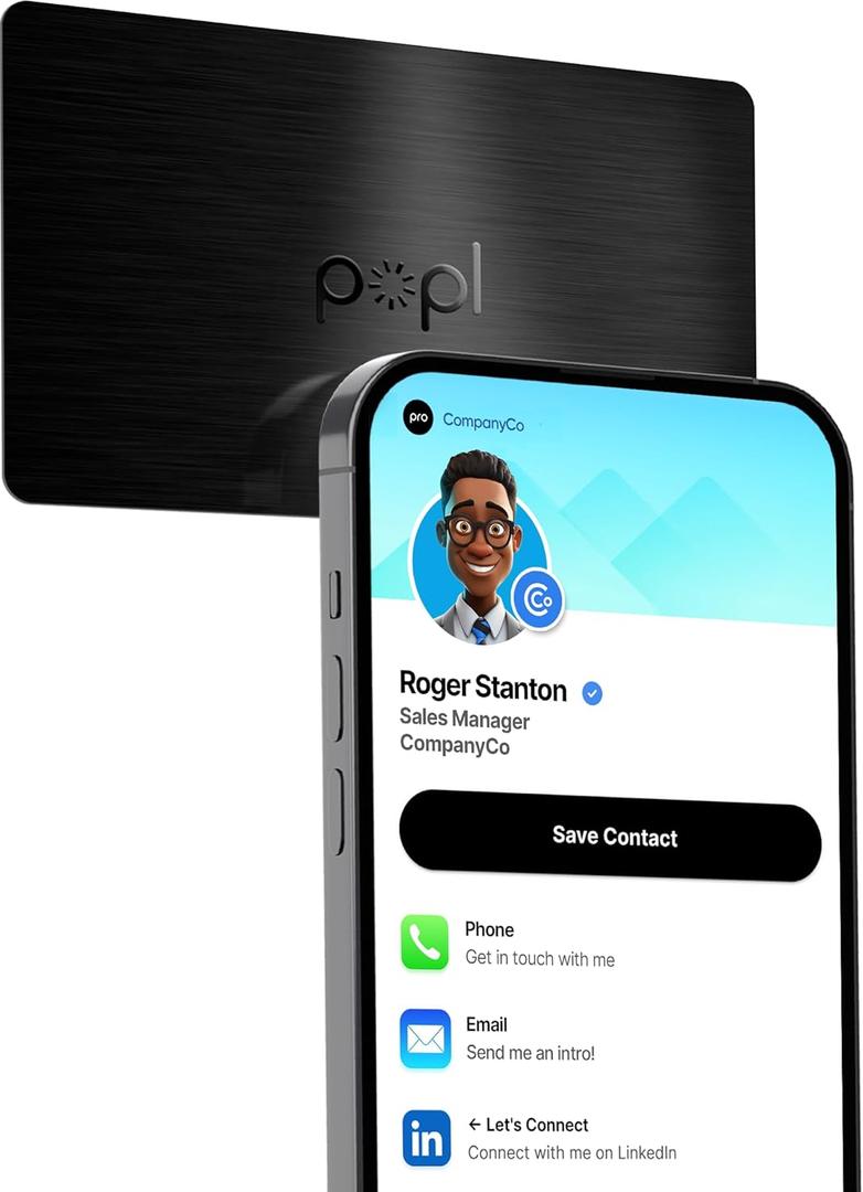 Authentic Patented Popl Card (Avoid Fake Knockoffs) - Smart NFC Networking Card - Simply Tap to Exchange Contact Info, Capture Leads, & Manage Contacts (Limited Edition Black Lux)