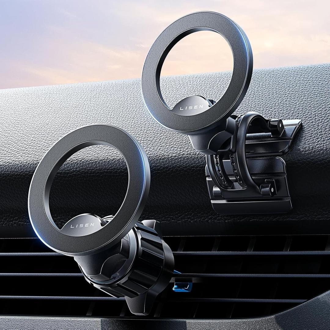 LISEN for MagSafe Car Mount Magnetic Car Phone Holder [95% Increase Magnetism] for iPhone 17 Your Car Accessories for Men Truck 360 Vent Phone Mount for Garmin GPS Fit iPhone 17 Pro Max Air 16 15 (Black)