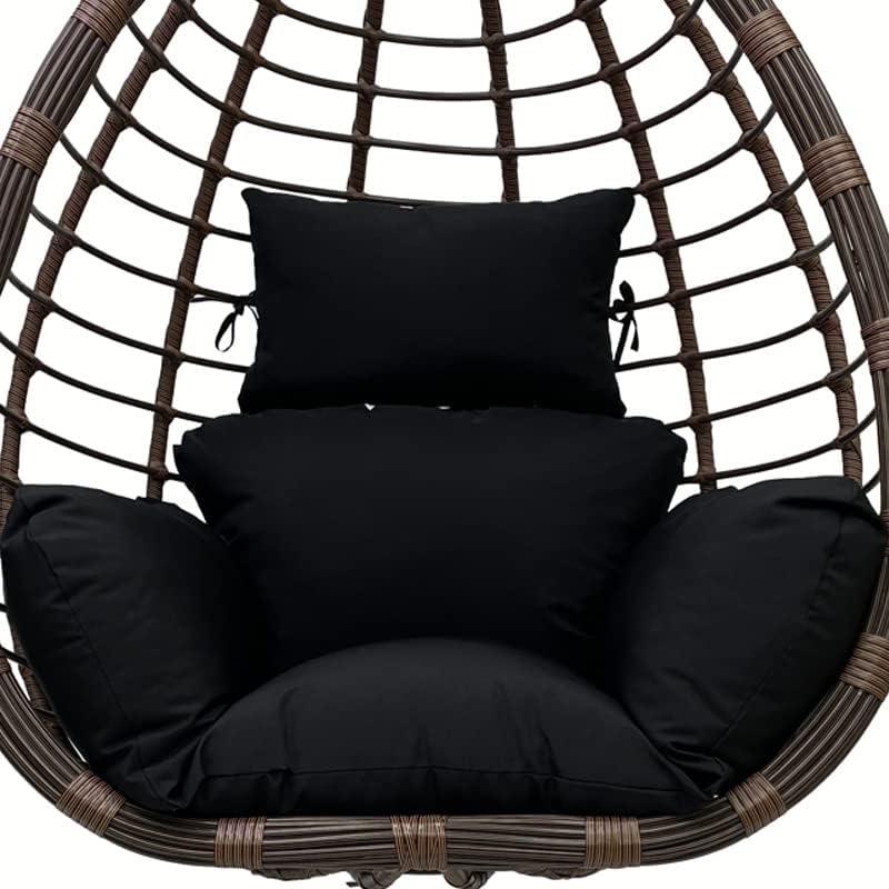 Egg Chair Cushion Waterproof Outdoor/Indoor-Thicken Hanging Basket Swing Cushion,Hanging Egg Chair Cushion Replacement with Headrest for Outdoor Patio Garden Furniture