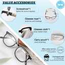 MARE AZZURO Blue Light Blocking Reading Glasses Women Cute Round Readers 1.0 1.25 1.5 1.75 2.0 2.25 2.5 2.75 3.0 3.5 4.0 (Black)