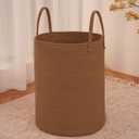 JMvicyroam Large Woven Laundry Basket Hamper,60L Cotton Rope Storage Bin for Blankets,Toys and Clothes,Decorative Tall Nursery Hamper for Living Room,Baby Nursery,Bathroom and Bedroom,Golden Jute