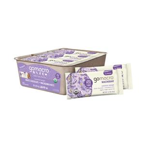 GoMacro MacroBar Organic Vegan Protein Bars - White Chocolate + Macadamia Nuts (2.3 Ounce Bars, 12 Count) (EXP 02/02/27)