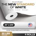 White Paper Roll 24" x 1200" (100 feet), Pack of 4 - USA-Made Quality White Kraft Paper 50lb Thickness for Packing, Shipping & Crafts/Arts - 100% Recyclable Natural Wrap Material by IDL Packaging