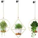3 Pack Boho Hanging Planter with Metal Plant Hanger & Self Watering Plant Pots for Indoor Outdoor Wall Window
