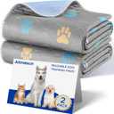 Aitmexcn Washable Puppy Dog Pee Pad, 2PCS 100% Waterproof Whelping Training Mat for Puppy/Senior Dog, Fast Drying Reusable Puppy Pads for Indoor, Outdoor and Car Travel- 18x24'' Llight Gray