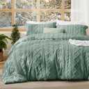 Bedsure Tufted Boho Comforter Set Twin Size - Green Boho Bed Set, GentleSoft 2 Pieces Farmhouse-Style Embroidery Bedding, Gifts for Woman, Soft Jacquard Twin Comforter for All Seasons
