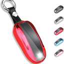 QBUC for Tesla Key Fob Cover with Keychain Soft TPU Protection Case Compatible with Tesla Model X (Red)
