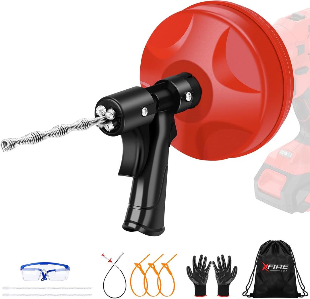 35 FT Drain Snake 2.0 with Double Mode, 10-In-1 Drain Auger for Sink and Drain Unblocking, Plumbing Snake for Real DYIs (Frosted Red) 35 FT Drain Snake 2.0 with Double Mode, 10-In-1 Drain Auger for Sink and Drain Unblocking, Plumbing Snake for Real DYIs (Frosted Red)