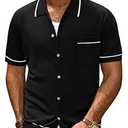 PJ PAUL JONES Men Polo Shirts Casual Knit Polo Sweater Short Sleeve Button Down Polo Shirts, Large