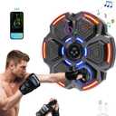 snawowo Music Boxing Machine for Adults - 9 Modes & 9 Speeds, Bluetooth Music Punching Machine with Gloves, Electronic LED Boxing Training Equipment Wall Mounted, Home Indoor Workout Trainer Equipment