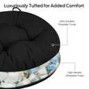 idee-home Outdoor Bistro Chair Cushions, 18”x18”x 6” Thick Outdoor Round Seat Cushions Set of 2 Tufted with Ties, Waterproof Round Patio Furniture Pads for Garden, Black