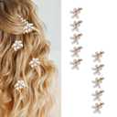10 Pcs Mini Pearl Hair Claw Clips with Flower Design, Sweet Artificial Bangs Clips Decorative Hair Accessories for Women Girls (Claw Clips)