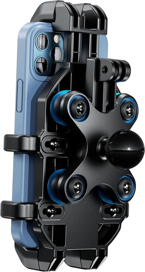 BRCOVAN 1'' Ball Phone Mount Holder with Vibration Dampener, Compatible with RAM Mounts B Size Double Socket Arm, Adjustable Heavy Duty for Bike Motorcycle Scooter ATV UTV, Fit 5.4-6.9'' Cellphone