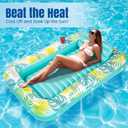 Tanning Pool Floats for Adults with Cup Holder & Pillow, Thick UV-Resistant PVC Portable Float for Backyard, Pool, Lake - Compact Design, Easy Inflation, Durable for Tanning & Relaxation