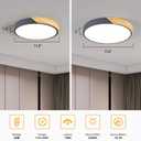 Modern LED Ceiling Light, Minimalist Wood Flush Mount Ceiling Light Fixture, 4000K Not Dimmable, Circle Lighting Lamp with Acrylic Lampshade for Bedroom Dining Room Laundry (Grey, 15.8'')