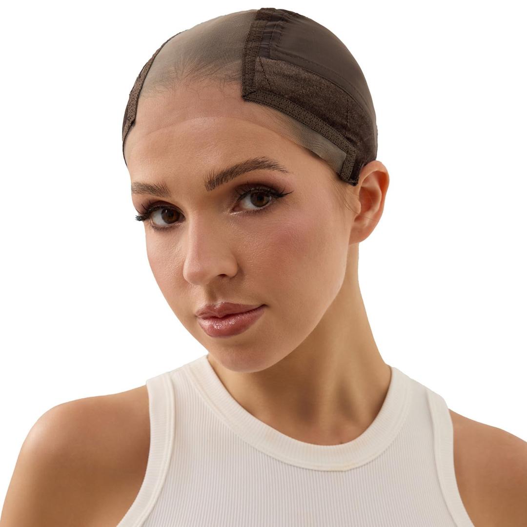 Xiushumyi Lace Wig Cap for Women,Non-Slip Grip Cap Make Your Wigs Glue Free,Wig Caps with Built-in Adjustable Velvet Band for Keeping Wigs in Place(Brown,M)