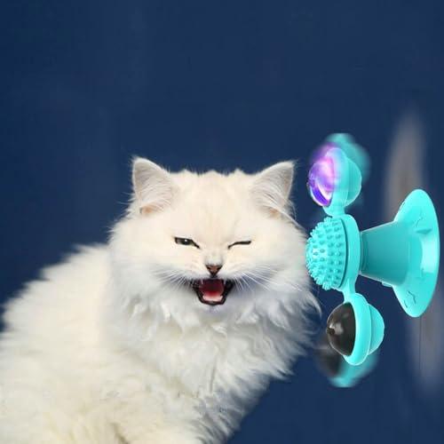GBSYU Interactive Windmill Cat Toys with Catnip : Cat Toys for Indoor Cats Funny Kitten Toys with LED Light Ball Suction Cup‖Cat Nip Toy for Cat chew Exercise
