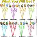 2 x Italian Brainrot Reusable Drinking Straws 24-Pack Colorful Spiral Straws, Curve