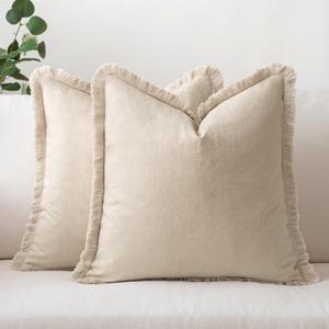 MIULEE Throw Pillow Covers Boho Farmhouse 24x24 Set of 2 Decorative Beige Eruo Sham Couch with Fringe Chic Cotton Pillowcases Home Decor Accents for Cushion Soft Bed Living Room MIULEE Throw Pillow Covers Boho Farmhouse 24x24 Set of 2 Decorative Beige Eruo Sham Couch with Fringe Chic Cotton Pillowcases Home Decor Accents for Cushion Soft Bed Living Room