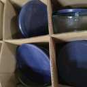 Anchor Hocking SnugFitTM Round Food Storage Containers with Lids (4-Piece, 7-cup, Navy Blue, oven-safe), Large