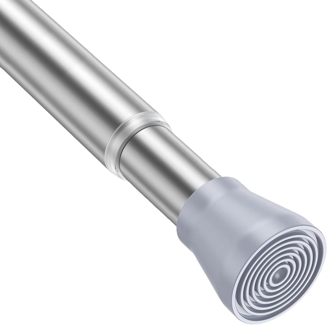 MEXAU Tension Curtain Rod for Windows 27 to 50 InchSilver Spring Tension Rods short curtain rod Adjustable Spring Rod Extendable Tension Rod for Kitchen, Bathroom, Window, Bookshelf.