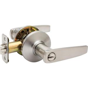Copper Creek DL1241SS Daley Push Button Keyed Entry Door Lever, Satin Nickel