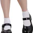 3 Pack Girls White Ruffle Dress Short Socks, Cute Scallop Frilly School Uniform Cotton Crew Ankle Socks (White)