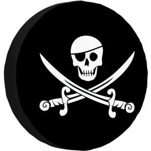 MIYASANG Pirate Flag Spare Tire Cover Skull Bayonet Black Dangerous Halloween Weatherproof Universal Wheel Protectors Camper Tire Covers for Trailer Rv Travel(17 inch) (17" fits tire cover diameter 31"-35")