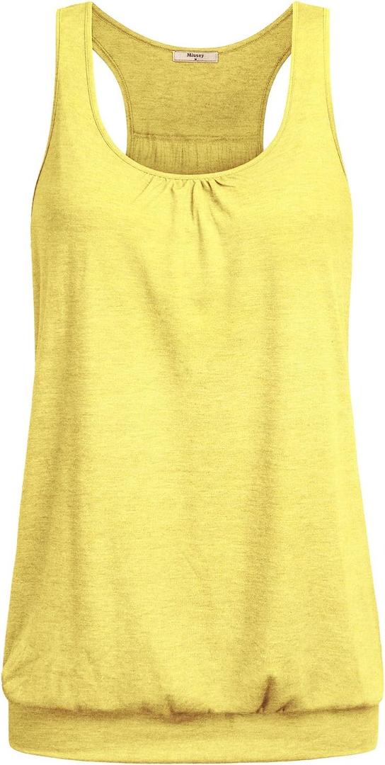Miusey Womens Sleeveless Round Neck Loose Fit Racerback Yoga Tank Top (Medium, Yellow)