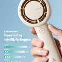 Aecooly Portable Handheld Turbo Fan [24H Max Cooling Time], 5 Speeds USB Rechargeable Mini Personal Battery Operated Small Pocket Cooling Fan GIfts for Women, Travel, Home, Office, Beach, Lash -Beige