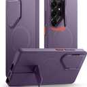 SURITCH for Samsung Galaxy S25 Ultra Phone Case, Magnetic Protective Cover with Camera Cover & Adjustable Metal Kickstand for Galaxy S25 Ultra (2025)-Dark Purple