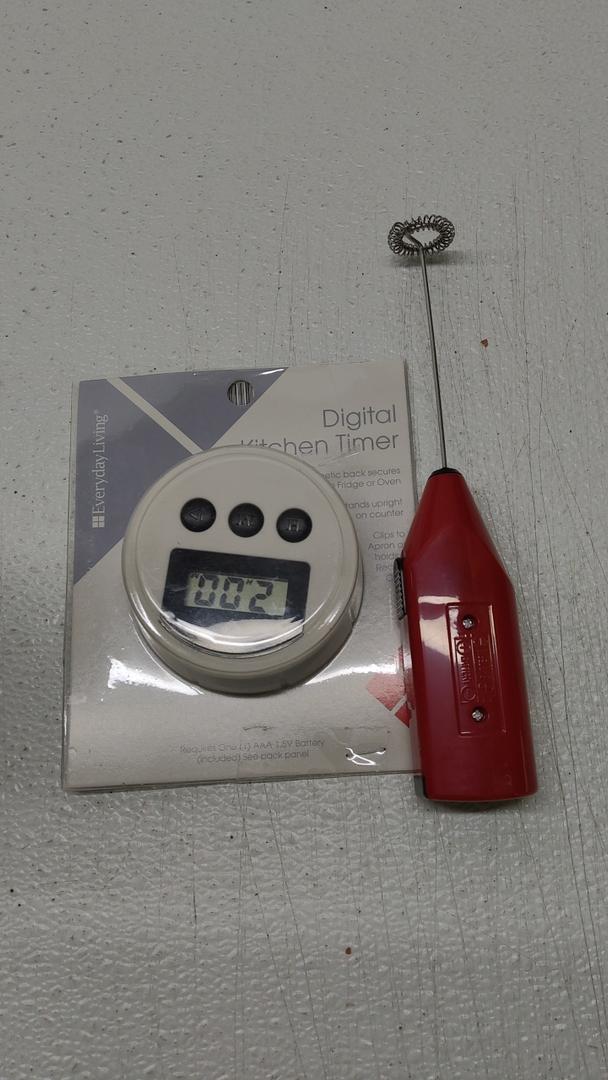 Digital Timer & Electric Milk Frother Foamer Whisk