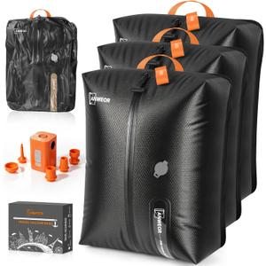 3 Pack with Vacuum Bag Travel for Suitcase, 20L Overpack Vacuum Bags w/Pump