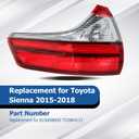 WFLNHB Left Side Outer Tail Light Assembly Replacement for Toyota Sienna Base/L/LE/XLE/Limited Model 2015-2018 Driver Side Rear Tail Light Lamp 8156008050 TO2804123
