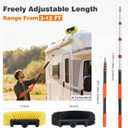 12FT Car Wash Brush with Long Handle, Car Cleaning Brush with 12" Soft Bristle and 12" Hard Bristle, 3-12Ft Telescopic Pole for Scratch-Free Cleaning Truck,RV, Boats,House Siding,Floors,Solar Panels