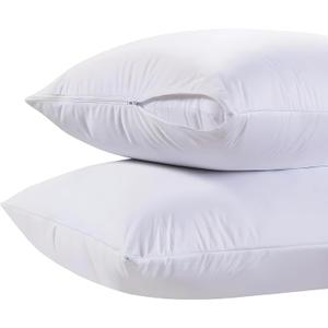 White Classic King Pillow Covers with Zipper 2 Pack - 20 x 36 Ultra-Soft, Cozy and Noiseless King Pillow Protector, 200 Thread Count, Fade-Resistant Pillow Shams