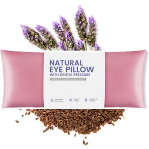 Lavender Eye Pillow for Yoga, Relaxation, Sleeping, Microwavable Weighted Eye Mask Heated for Meditation, Dry Eyes, Moist Heat Hot & Cold Eye Compress with Aromatherapy (Pink)