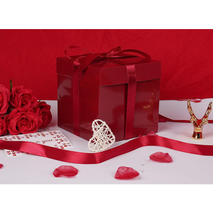Jaywayang, Red Gift Boxes with Lids, Ribbons, and Tissue Papers Square Gift Boxes - 7.1 Inch - Christmas Presents Wrapping, Valentine's Day Decoration Party Favor Boxes.