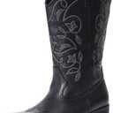 IXU Cowboy Boots For Women Wide Calf Pointy Toe Cowgirl Boots Mid Calf Western Boots, Size 10