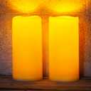 Homemory Large Solar Candles Outdoor Waterproof, 4"x10", Dusk to Dawn, Solar Powered Flameless Candles for Outdoor, Lanterns, Set of 2