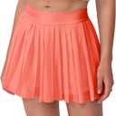 Mini Pleated Tennis Skirt for Women: Flowy Skorts for with Shorts Pockets - Athletic Trendy - Golf Pickleball (X-Small, Scorched Red Coral)