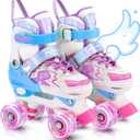 Roller Skates for Girls and Kids, PLIIMONA Toddler 4 Size Adjustable Roller Skates, All 8 Wheels Light up - Fun Illuminating for Girls and Boys, Beginner Kids Roller Skates Indoor Outdoor