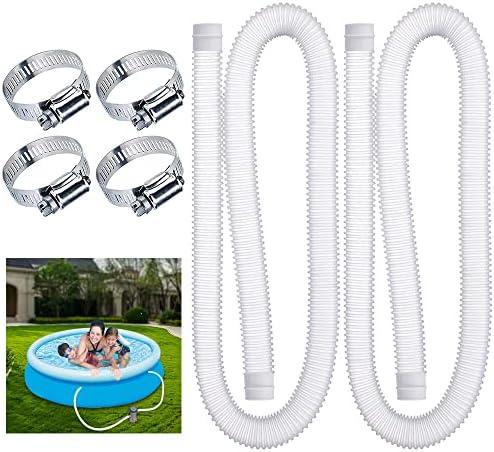 Pool Hose,1.25Inches Diameter Replacement Hose,Swimming Pool Filter Replacement Hose for Above Ground Pools, Compatible With Filter Pump 300GPH,330 GPH,530 GPH,and 1,000 GPH(2Pcs Pack) (2pcs&4clamps)