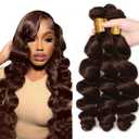 #4 Brown Bundles Human Hair Loose Deep Wave Bundles Human Hair 24 26 28 Inch NerriHou Unprocessed Brazilian Virgin Hair Dark Brown Loose Wave Bundle Human Hair Extensions 3 Bundle 50 Gram Per Bundle