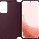 Samsung Galaxy S22 S-View Flip Cover, Protective Phone Case, Tap Control, Cutting Edge Design, US Version, Burgundy, (EF-ZS901CEEGUS)