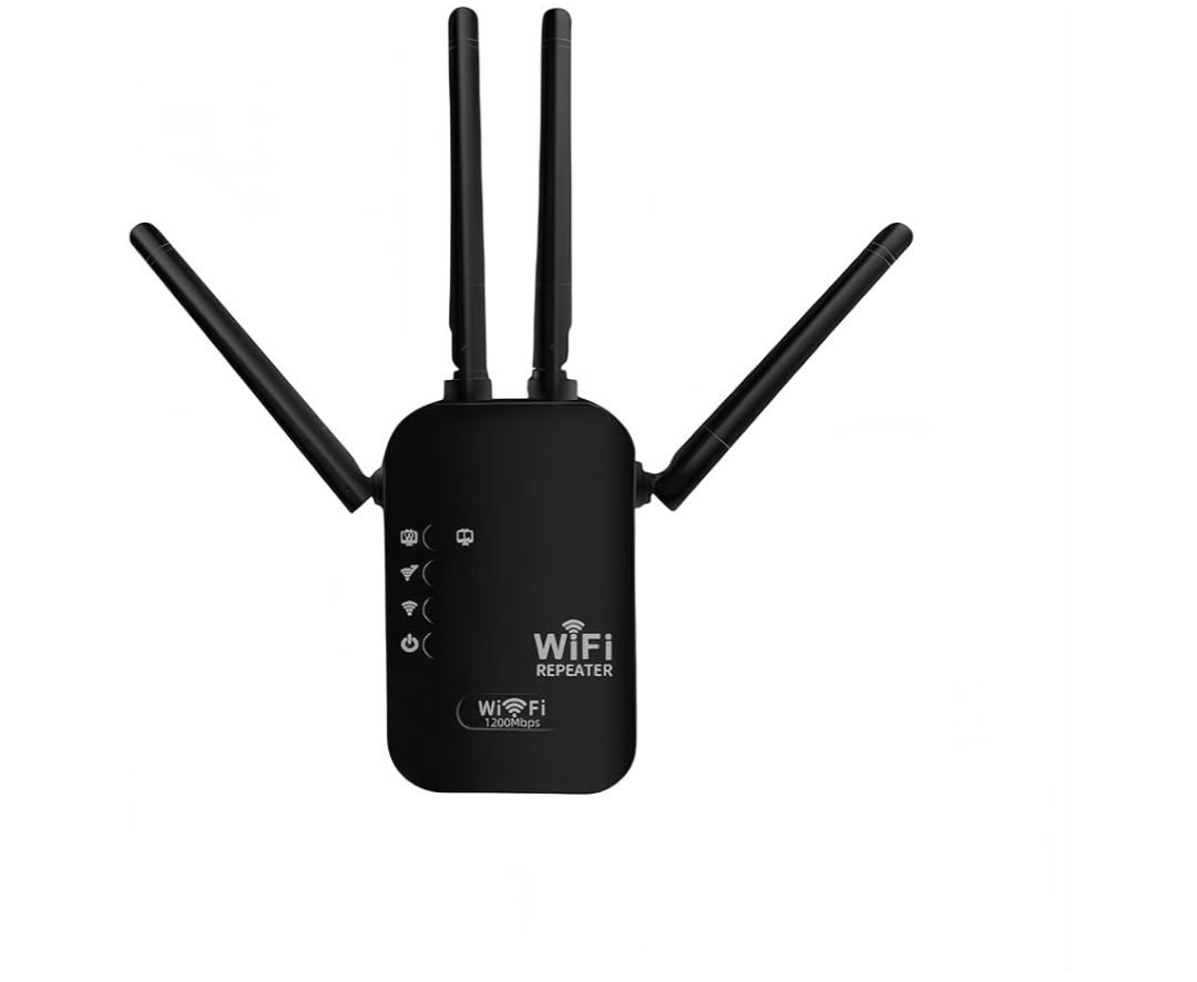 1200Mbps WiFi Extender Signal Booster,WiFi Extender Dual Band for Home，New Gen 6X Faster Internet Booster Extender, WiFi Repeater Coverage up to 10K sq.ft and 65 Devices(Black)