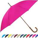 SoulRain 48" Large Umbrella –Windproof Stick Umbrellas for Rain, Automatic Open, Vintage Cane Navy Blue big Umbrella with Classic Wooden Handle,Open for 2 Persons adult,for Women & Men(Bright Pink)